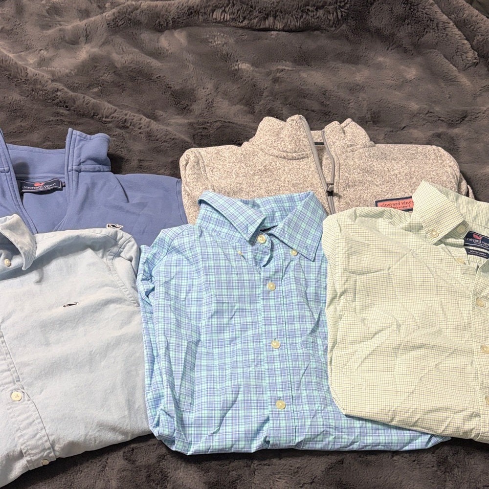 Vineyard Vines Blue and Green Casual Button Down Shirts